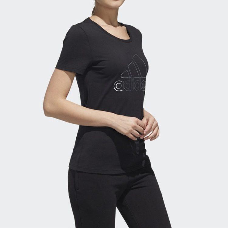 Adidas T Shirts Women's Black Crew Neck Moderate Straight Fit DY8680