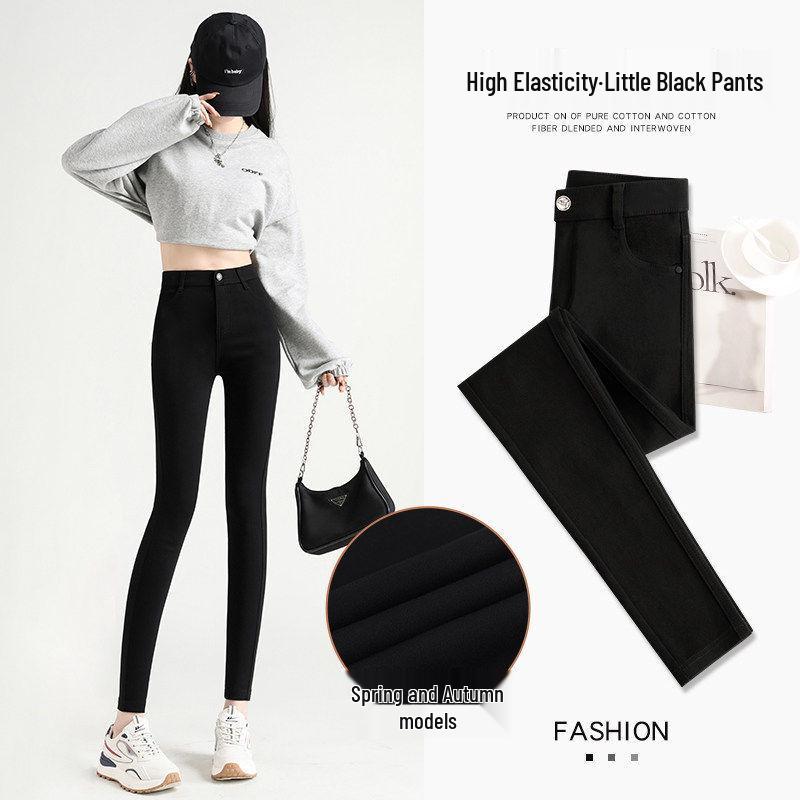 

Women s Fleece-Lined High-Waisted Leggings, 2025 Winter Style, Thick Elastic Black Slim-Fit Pants XL suitable for 116-125 jin