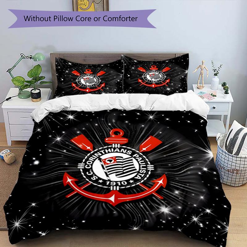 Sport Club Football Crest Printed Pattern Duvet Cover Set – includes 1 duvet cover and 2 matching pillowcases Bedroom decor Christmas gifts