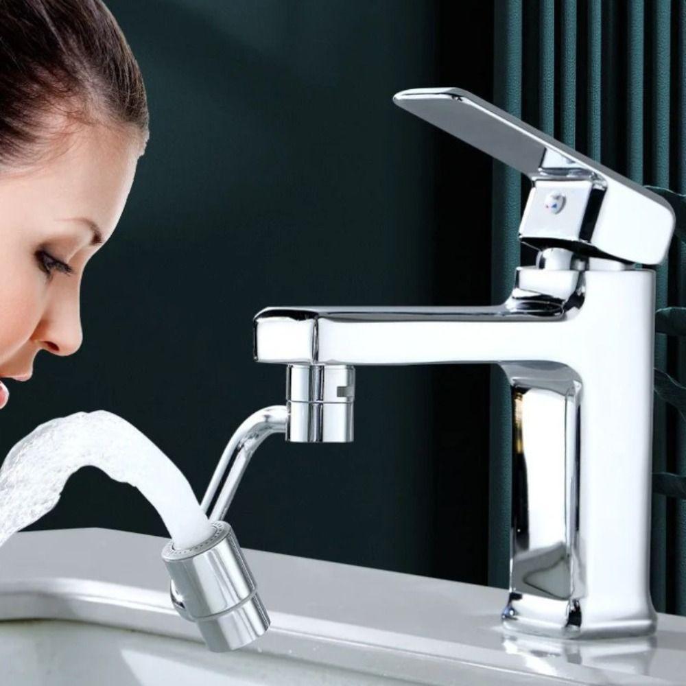 U Shaped Faucet Extender Silver Faucet Sprayer Head Practical Rotating Spray Faucet  Bathroom