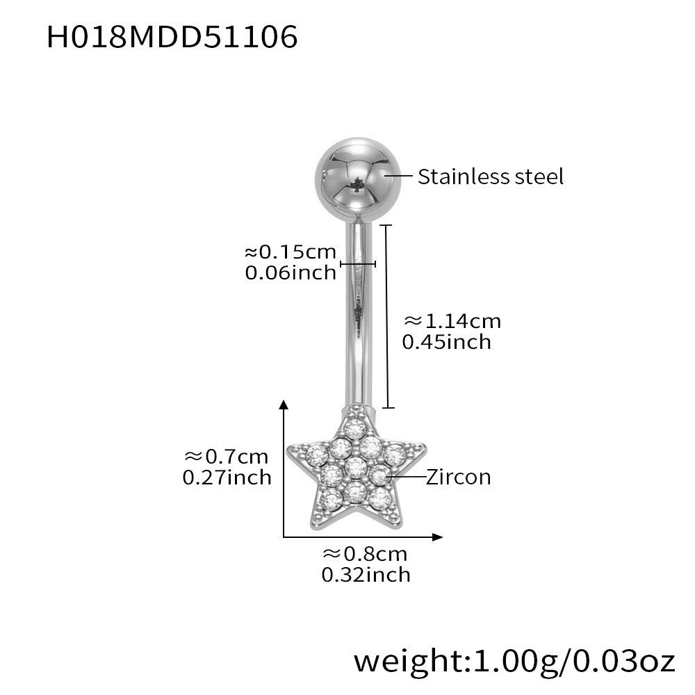Qiong Yao Zircon Heart Belly Button Ring, Multiple Styles, Stainless Steel Navel Piercing Jewelry.