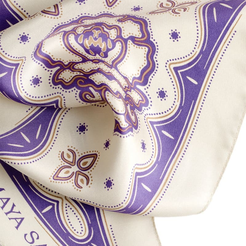 MAYA SAPANA Printed Silk Rhombus Scarf - Tapioca