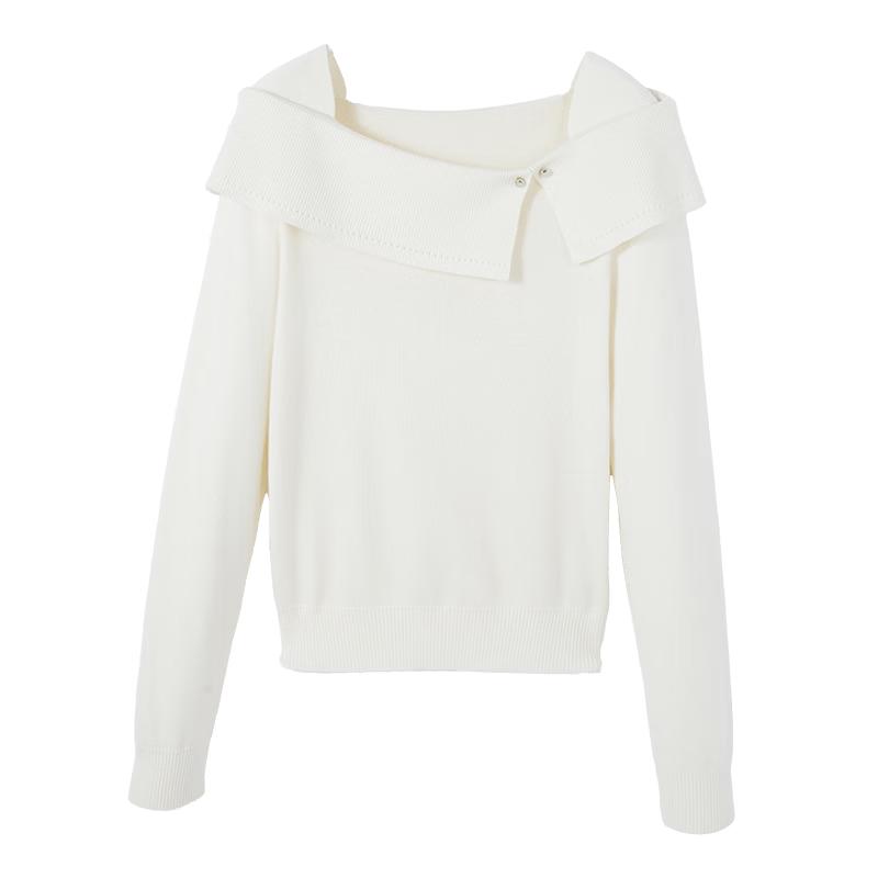 Women's Unique Design Off-Shoulder Lapel Knit Sweater