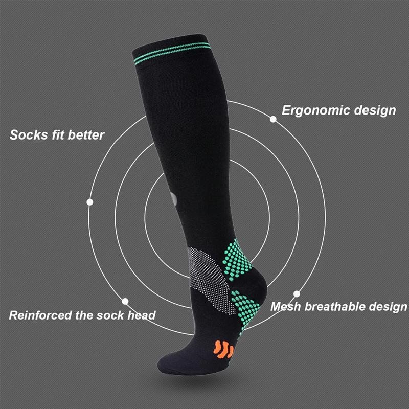 1Pair Compression Socks Non-slip Calf Support Brace All-Season Use Women for Sports Knee High for Running Cycling Football