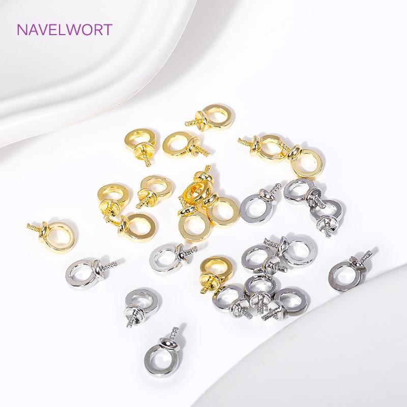 18K Gold Plated Brass Pearl Pendant Mounting Bails Connectors For Jewelry Making DIY Pearl Component Mounting Accessories