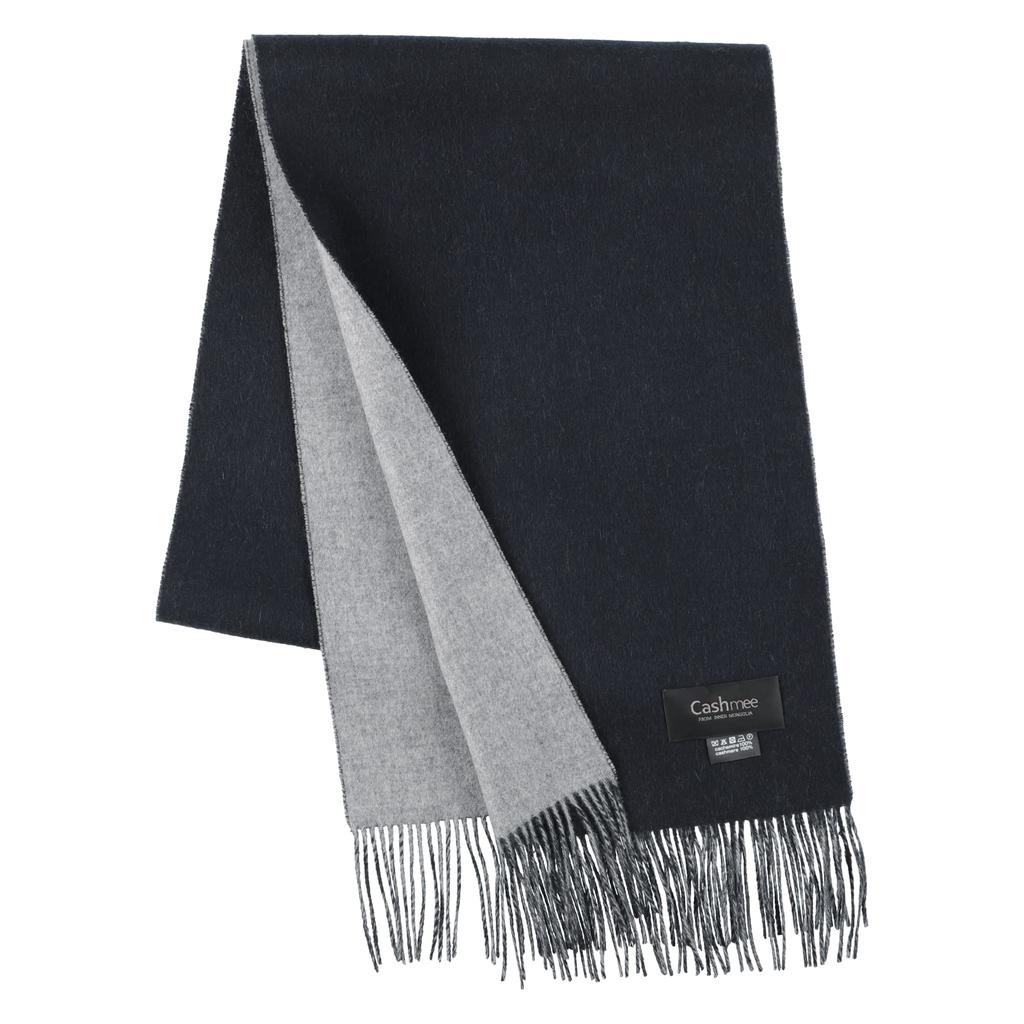 Supreme Quality Cashmere Reversible Fine Unisex x Light Gray [Cashmee] rv30-26s 100% Scarf, Yarn, Elegant, (Navy (D3940))