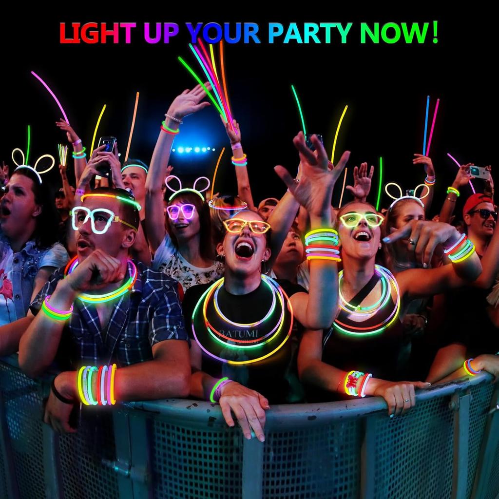 Luminous Multicolors Glow Stick Bendable Fluorescence Sticks Glowing Bracelets DIY Necklace with Connector for Party Decor Gifts