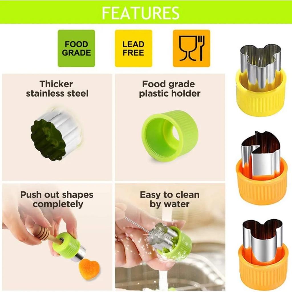 27 Pack Vegetable Cutter Shapes Set,Mini Cookie Cutter, Naisfei Mini Cookie Cutters Fruit Cookie Pastry Stamps Mold for Kids Baking