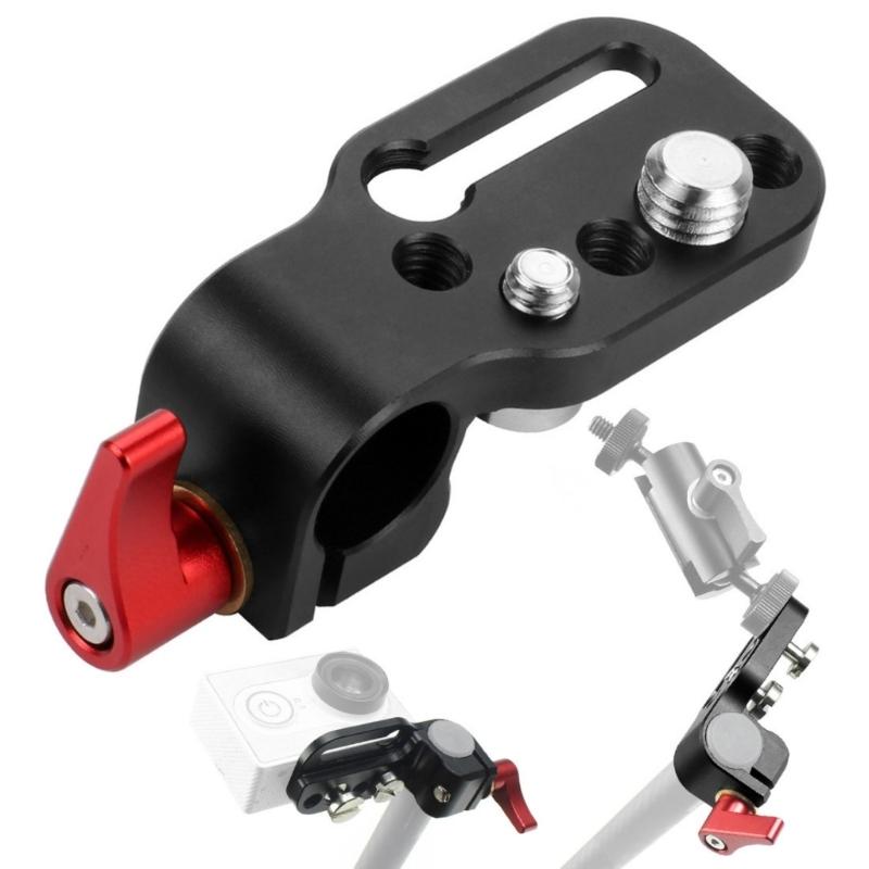 15mm Single Hole Rod Clamp Aluminum Alloy Mount with 1/4 and 3/8 Threaded Holes for Photography Equipment Expansion