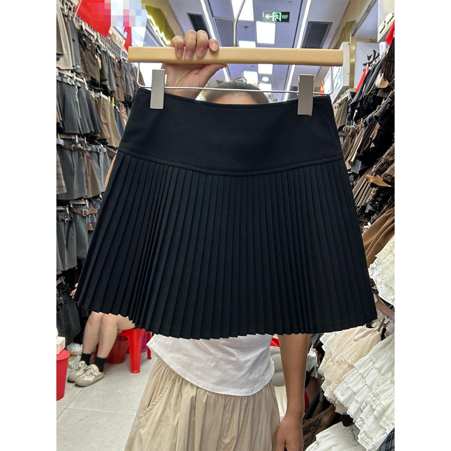 

Plus Size Women s High Waist A-Line Grey Wool Blend Pleated Short Skirt for Spring/Autumn L