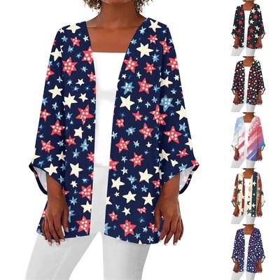Lässiger, modischer, bedruckter, leichter, mittellanger Jacken-Cardigan für Damen