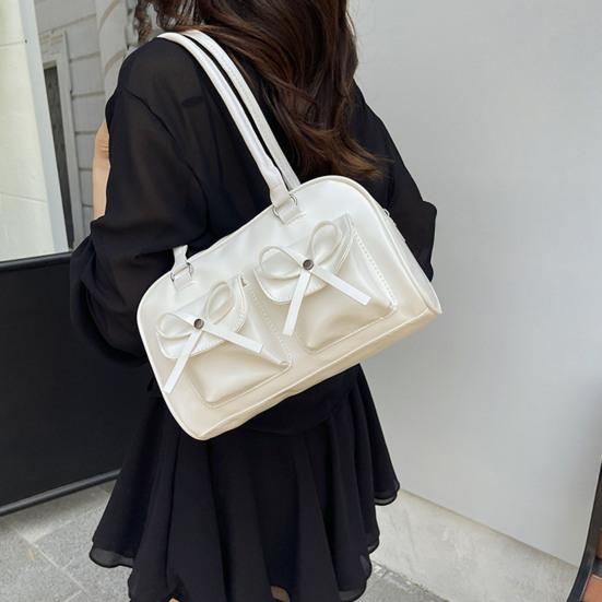 Damska torba typu tote ze sztucznej skóry, torba na ramię z uroczymi kokardkami, wodoodporna, codzienna torebka na dojazdy, do miasta, na co dzień