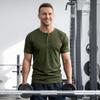 Men's Quick-dry Henley Collar Eyelet Fabric Short Sleeve T-shirt