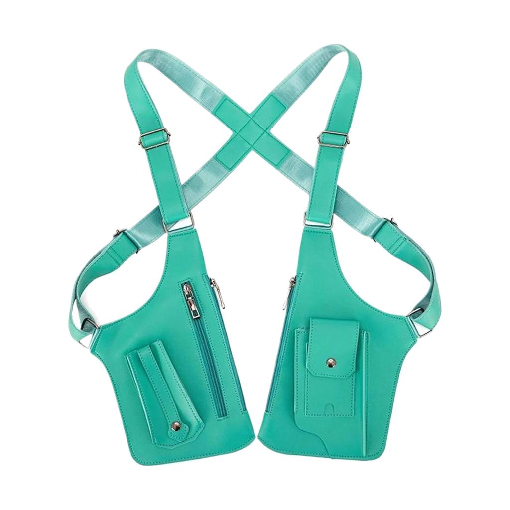 Double Shoulder Strap Men's Chest Rig Bag Multi-Pocket Outdoor Anti-Theft Tactical Fishing Bag Waterproof PU Multi-Purpose Pack