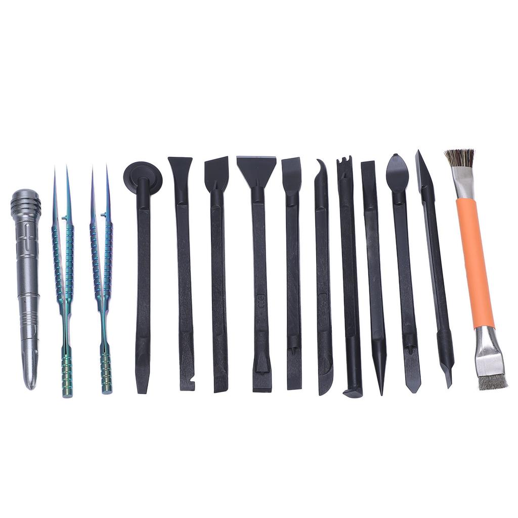 14 Pcs Electronics Repair Tool Kit Spudger Screen Breaker Brush Straight Bend Tweezers Set for Mobile Phone PCB Solder