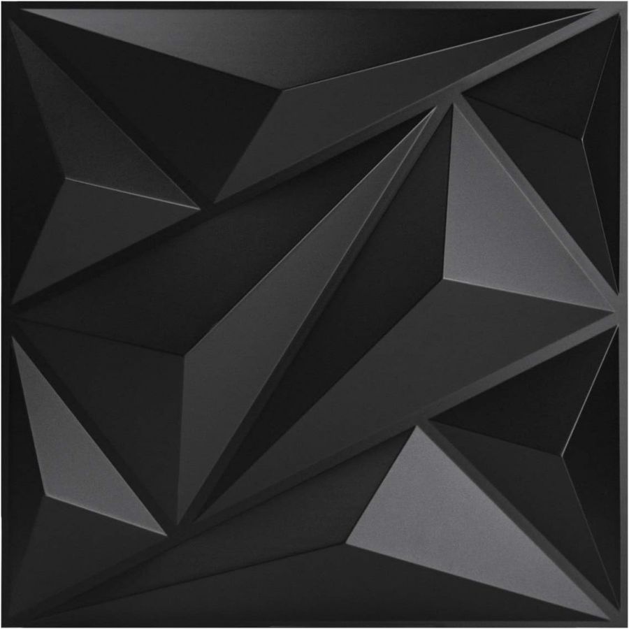 12pcs 3D Wall Panels for Indoor Wall decoration,PVC Pattern for Living Room Hall Bedroom Hotel Office,black,30.48 Cm X 30.48 Cm