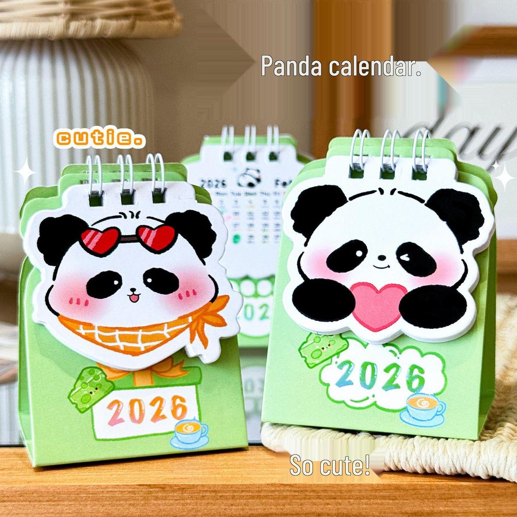 2026 Cute Panda Mini Desk Calendar: Cartoon Desk Planner & Ornament