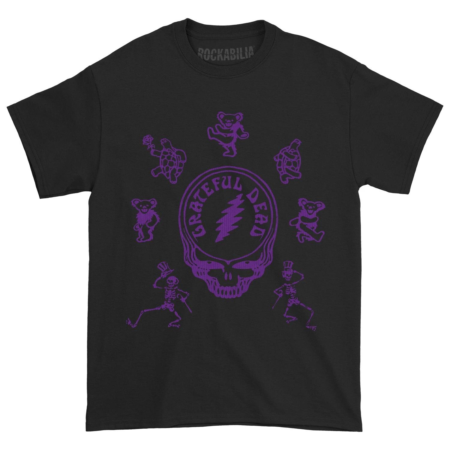 Men s Grateful Dead Purple Steal Your Face Logo T-shirt Large Black S