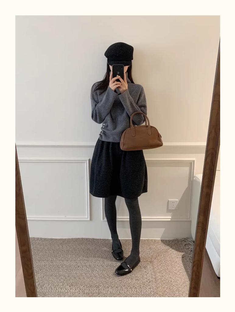Refined Retro A-Line Woolen Skirt - Autumn/Winter Korean Minimalist Style