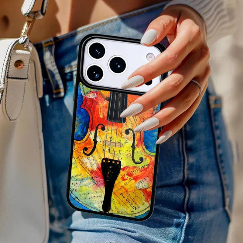 Musical Notes Violin Classical soft Phone Case For iPhone 17 Air 14 15 13 12 Max Cover For Apple 16e 11 Pro Max Plus Coque