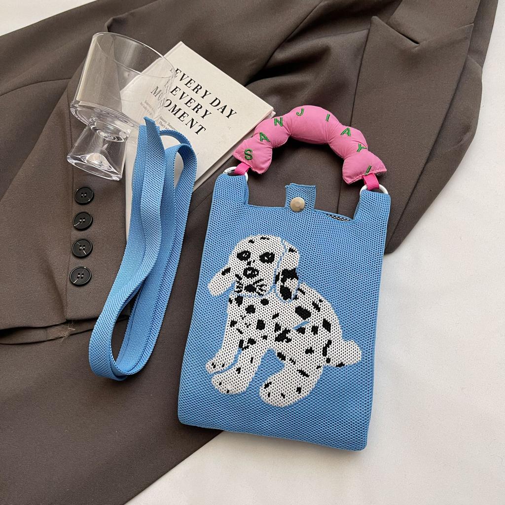 Knitted Mobile Phone Bag New Convenient Storage Student Cute Cartoon Fashion Messenger Bag