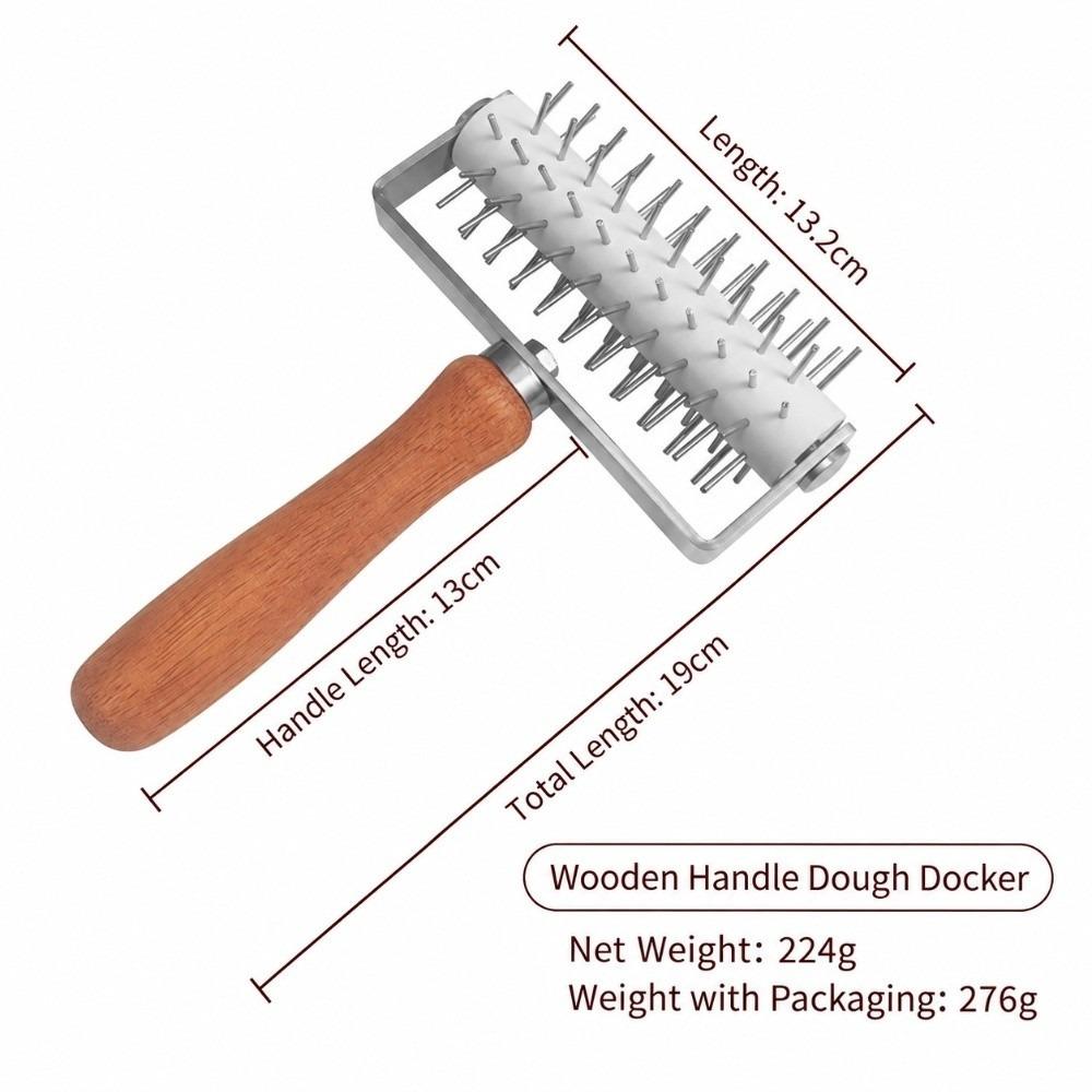 Mirror Polish Dough Docker Wooden Handle Pizza Dough Roller Practical Baking Tool Bread Baking