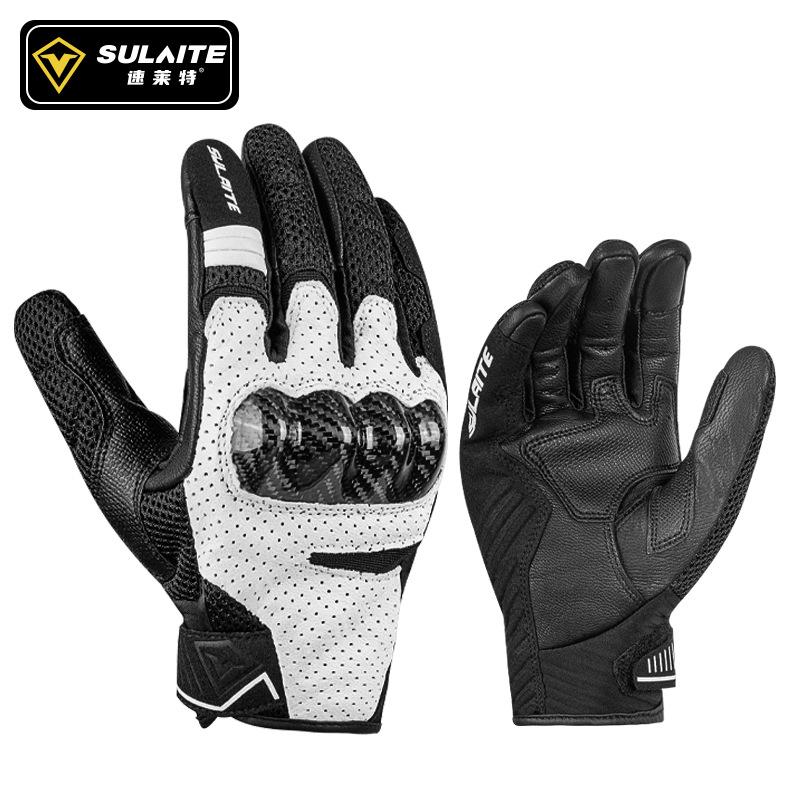 Motorcycle Cycling Gloves Full Finger Summer Touchscreen Carbon Fiber Hard Shell Anti-Drop Riding Gloves M