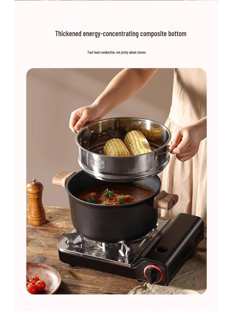 Universal Titanium Non-Stick Stockpot: Steaming & Stewing Pot for Induction & Gas Stoves