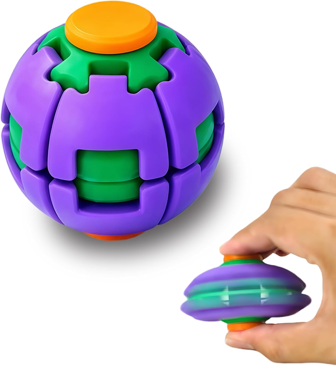 3D Draaibare Fidget Bal Stressverlichtend Speelgoed Dubbel Spel Push Pop Draaiende Vinger Gyroscoop Bol Draagbaar Hard Plastic Angst Sensorisch paars
