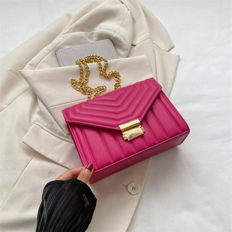 Trendy Rose Pink Chain Bag For Women Versatile Chic Casual Shoulder Handbag For Daily Use