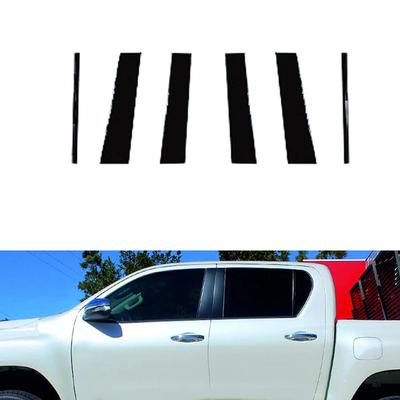 6Pcs Car Column Stickers Accessories For Toyota Hilux 2015 2016 2017 2018-2021 Glossy Black Door Window Pillar Posts Cover Trim