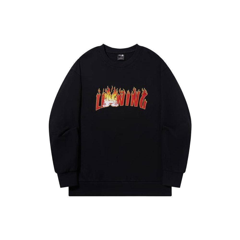 Li Ning X OG Slick Letter Print Pullover Crewneck Sweatshirt Unisex Sweatshirt Black AWDT727-1 S