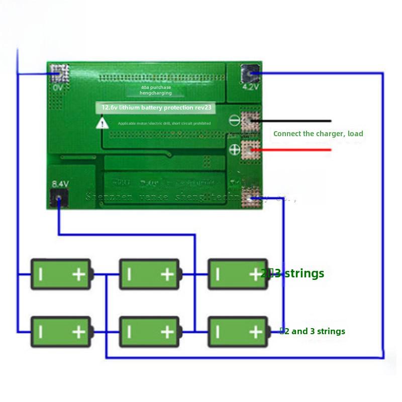 Enhanced 3-String 40A 18650 Lithium Battery Protection Board for 11.1V-12.6V Electric Drills