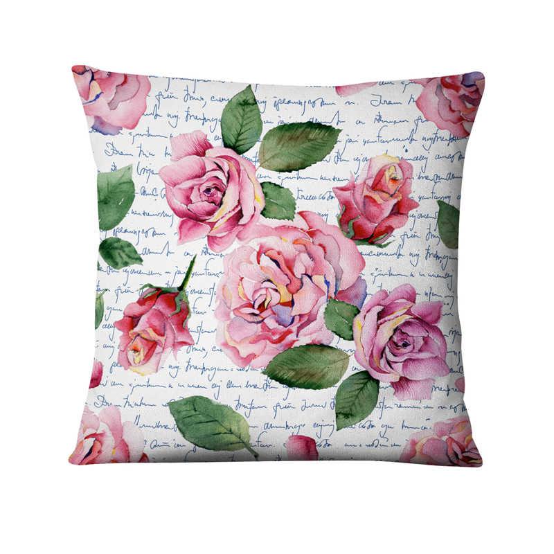 Art Beautiful Flower Print Pattern Cushion Cover for Home Living Room Sofa Bedroom Decoration Throw Pillow Cover