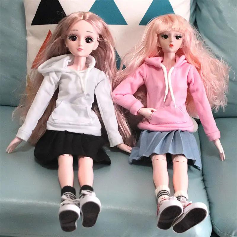 Roupas e Acessórios para Bonecas de 60cm Conjunto de Moletom e Saia Plissada para Bonecas BJD 1/3 Brinquedos de Vestir para Meninas Acessórios para Casa de Bonecas