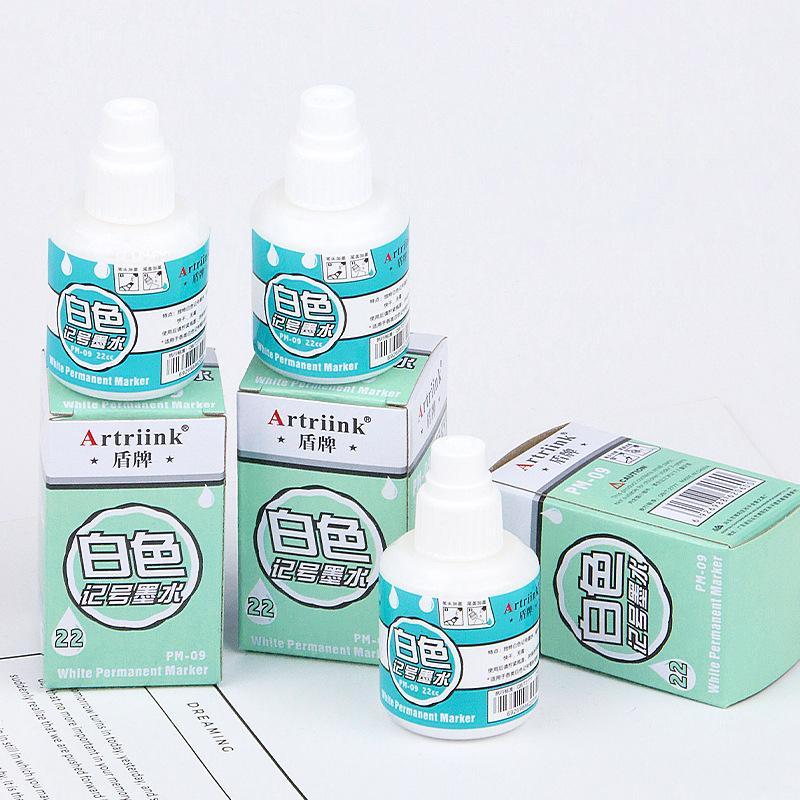 1 Box 22cc White Markers Ink Oil-Based Waterproof Non-Erasable Non-Fading Special Refiller Fluids for White Paint Pens