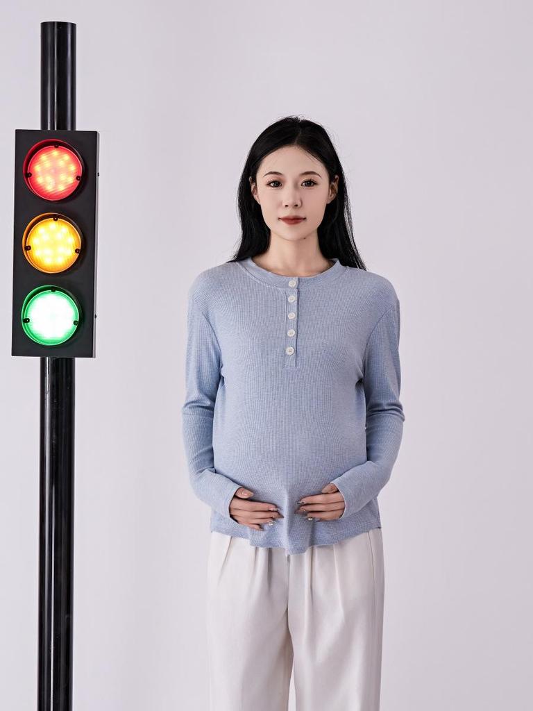 Heart Sky Maternity Slim Fit Long Sleeve T-Shirt: Comfortable, Elastic, Autumn Style