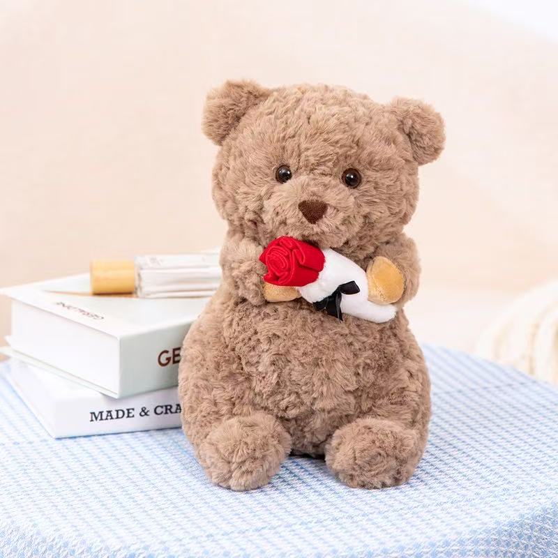 sale Hot New Simulation Valentine's Day Rose Bear Doll Stuffed Plush Toy Cartoon Anime Cute Pillow Gift For Girlfriend Fun