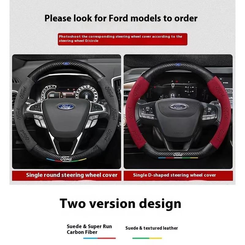 DIPE4 Ford ST EXPLORER EDGE Fiesta Focus Mondeo F150 Fusion Mustang Kuga Ranger Car Anti-Slip Suede Carbon Fiber Steering Wheel Cover