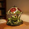 Frosch & Blume Tischlampe Handgefertigtes Harzdekor mit Warmem Schein Dekorative Nachtleuchte für Schlafzimmer Wohnzimmer Niedliches Tier-Themen-Wohndekor