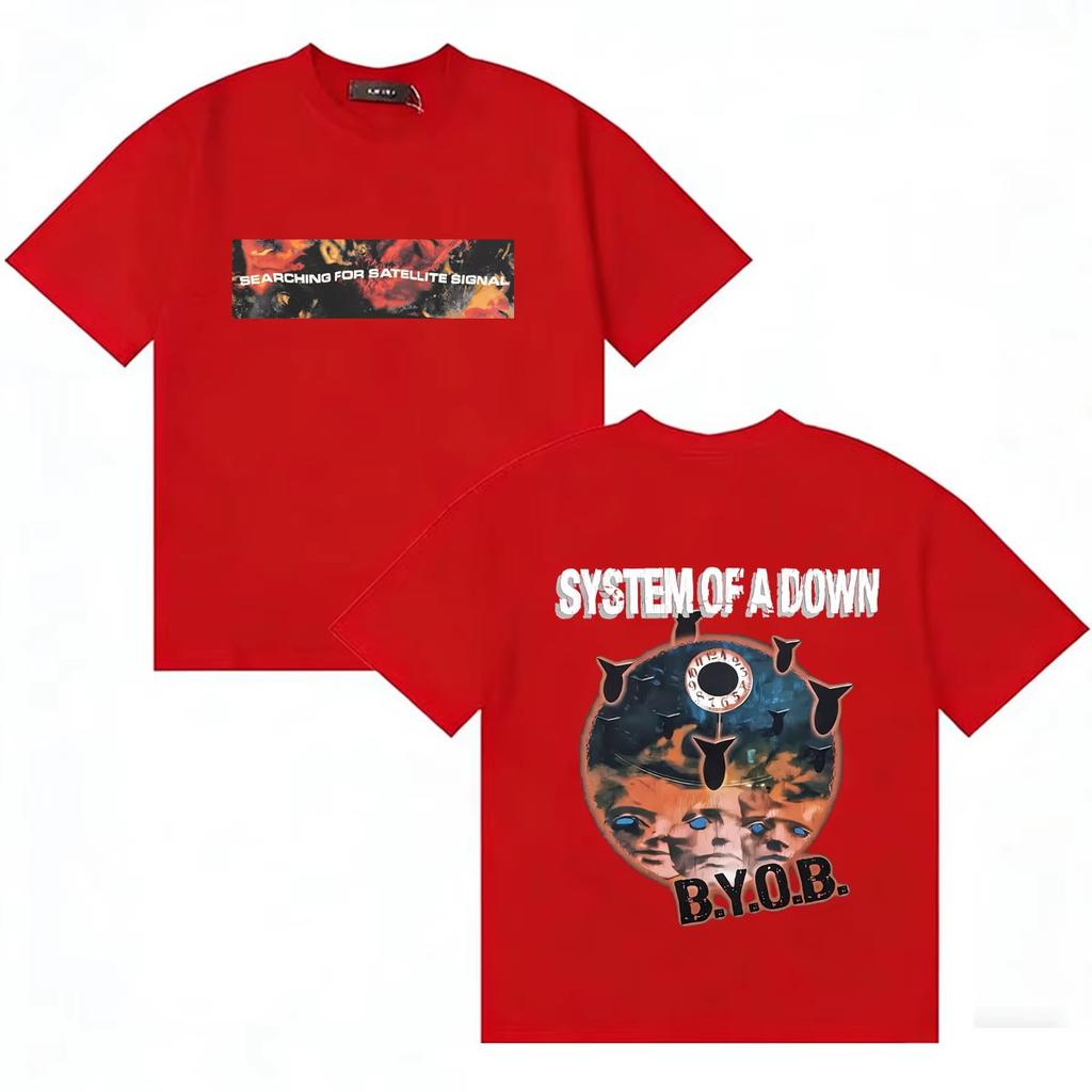 2026 Unisex Oversized Cotton Crew Neck Short Sleeve TShirt High Quality DoubleSided Print System of A Down Tshirt