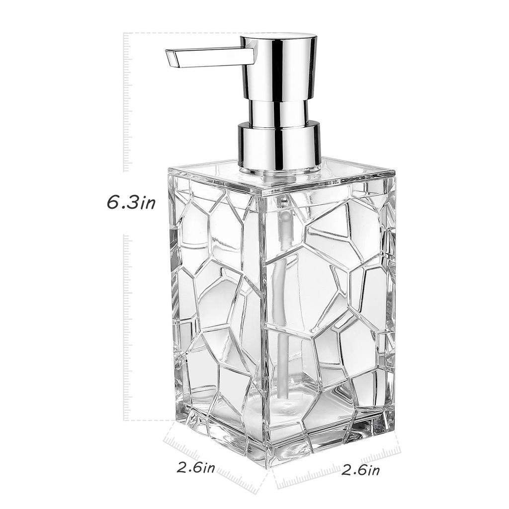 Transparent Liquid Soap Pump Dispenser, Sustainable Acrylic Refillable Dish Soap