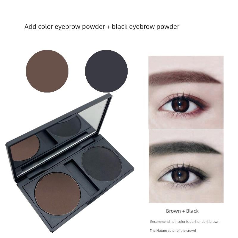 Suetnei Mulberry Moon Two-Color Eyebrow Powder Nature Black Monochrome Gray Brown Sweatproof and Waterproof Non-Decolorizing Genuine Goods Black Brown