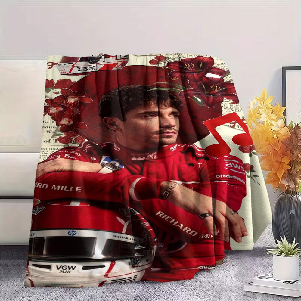 1PC Charles Leclerc Patterned Flannel Blanket Suitable For All Seasons for Home Decor Warmth and Comfort Gifts Holiday Present