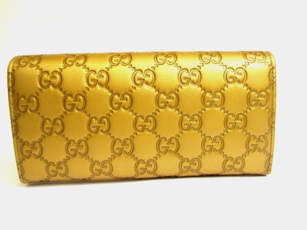Authentic GUCCI Guccissima Gold Leather Heart Motif Flap Wallet #a776  Refurbished