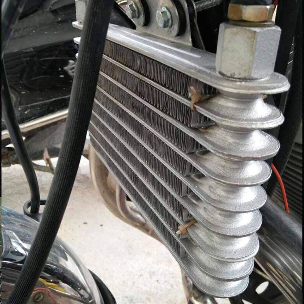 Zestaw Chłodnicy Oleju, Stop Aluminium 5-rzędowy Uniwersalny Chłodnica Oleju Silnika Radiator Chłodzący Zamiennik do Motocykla Dirt Bike ATV Pit Bike, Srebrny