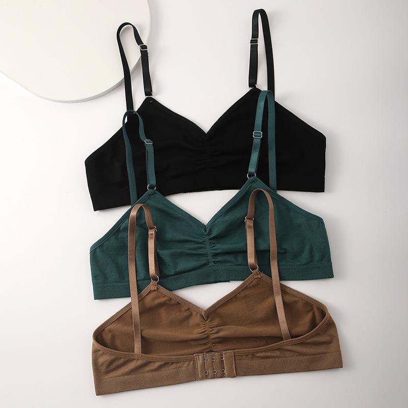European Size Women's Solid Color Single Cup Bra Seamless No Steel Ring Push Up Underwear Summer Thin Large Size Bralette