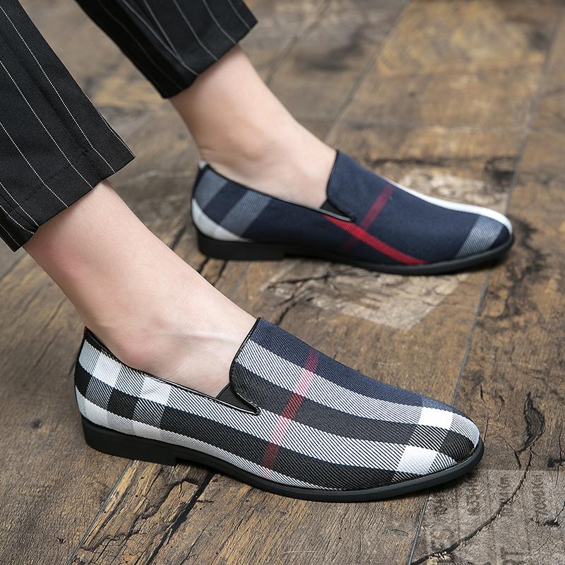 New Mens Dress Shoes Stripe Patchwork Leather Shoe Fashion Handmade Wedding Party Shoes Men Loafers Oxford Shoes Men Big Size