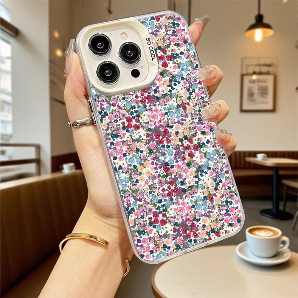 Colorful Floral Pattern Shockproof Phone Case for Iphone 16 15 14 13 12 11 Pro Max/Mini Anti-Scratch Premium Hard Cover