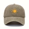 Golden Sun Print Baseball Cap Retro Lightweight Washed Cap Adjustable for Both Men and Women